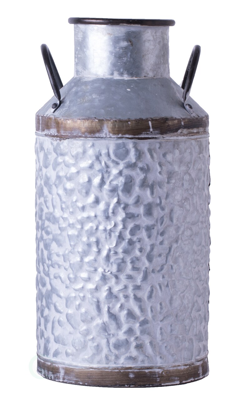 Rustic Farmhouse Style Galvanized Metal Milk Can Decoration – Multi-Purpose Planter or Vase